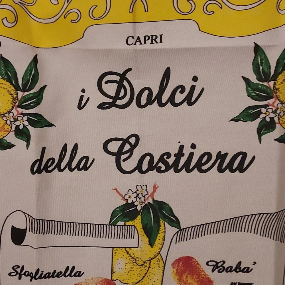 Italian Dish Towel Tea Towel Yellow White Recipe Theme
